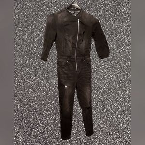 Size 28 Black Cut-Out/Distressed Jean bebe Jumpsuit